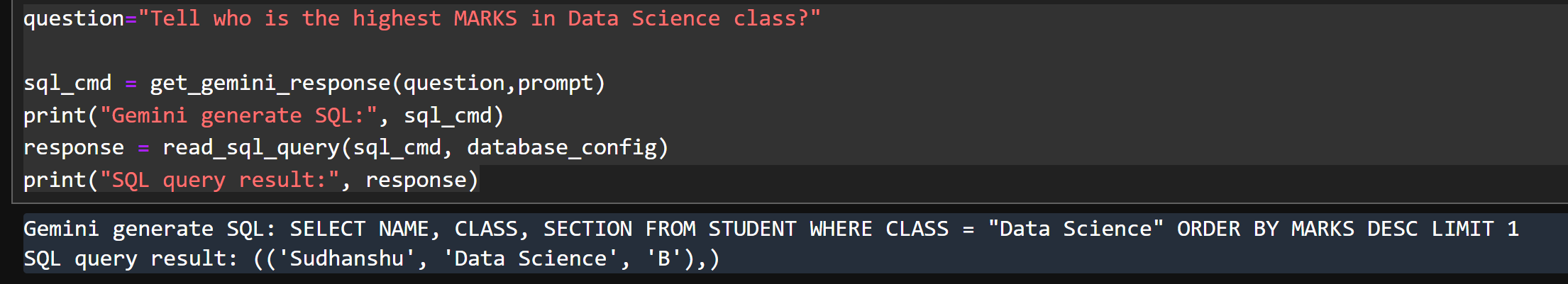基于 gemini SQL 问答 基于 gemini SQL 问答